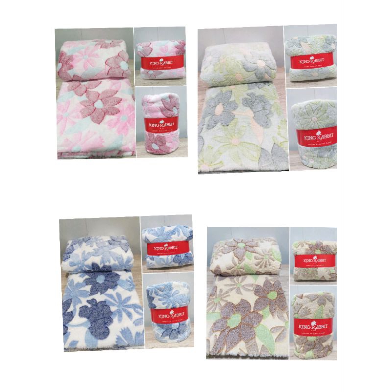 Jual King Rabbit Thermal Blanket Selimut Fleece 150 x200 cm Flower
