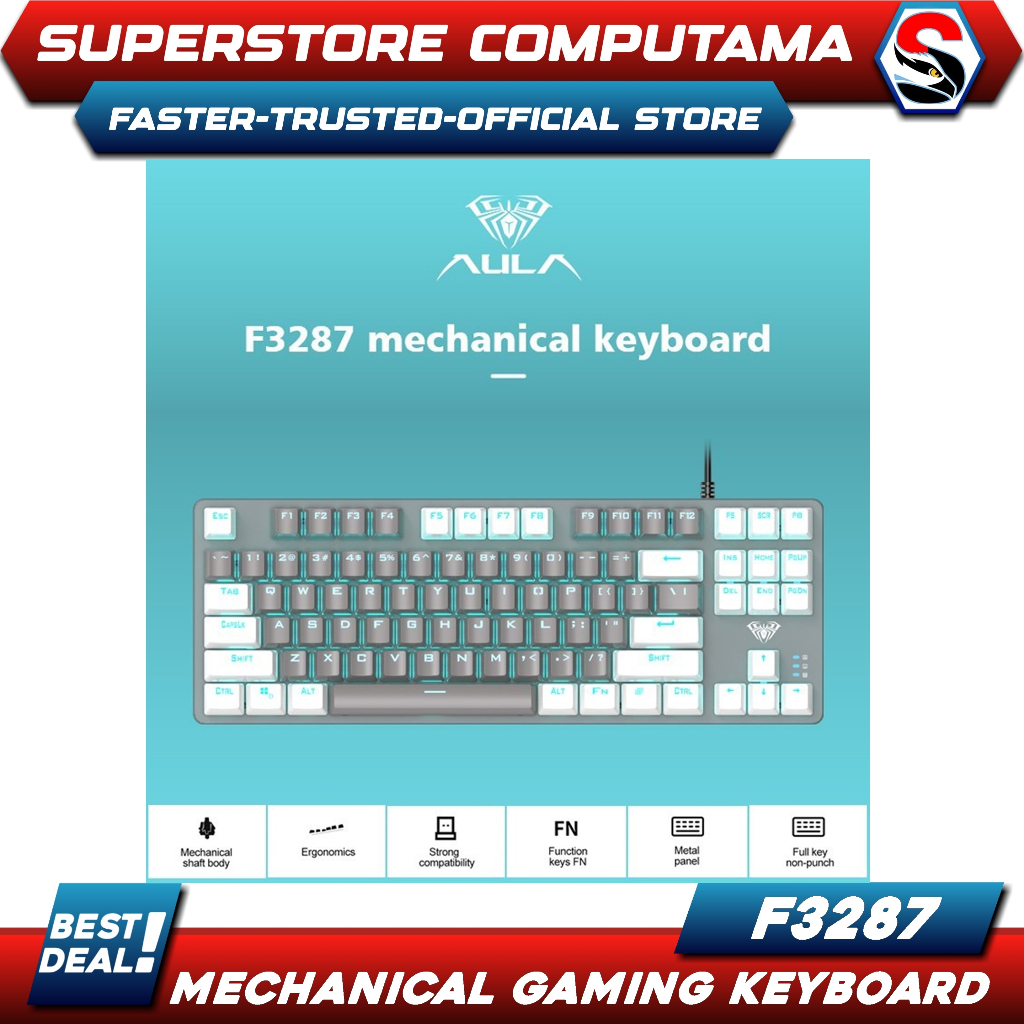 Jual Keyboard Gaming Mechanical AULA F-3287 TKL-AULA F3287 | Shopee ...