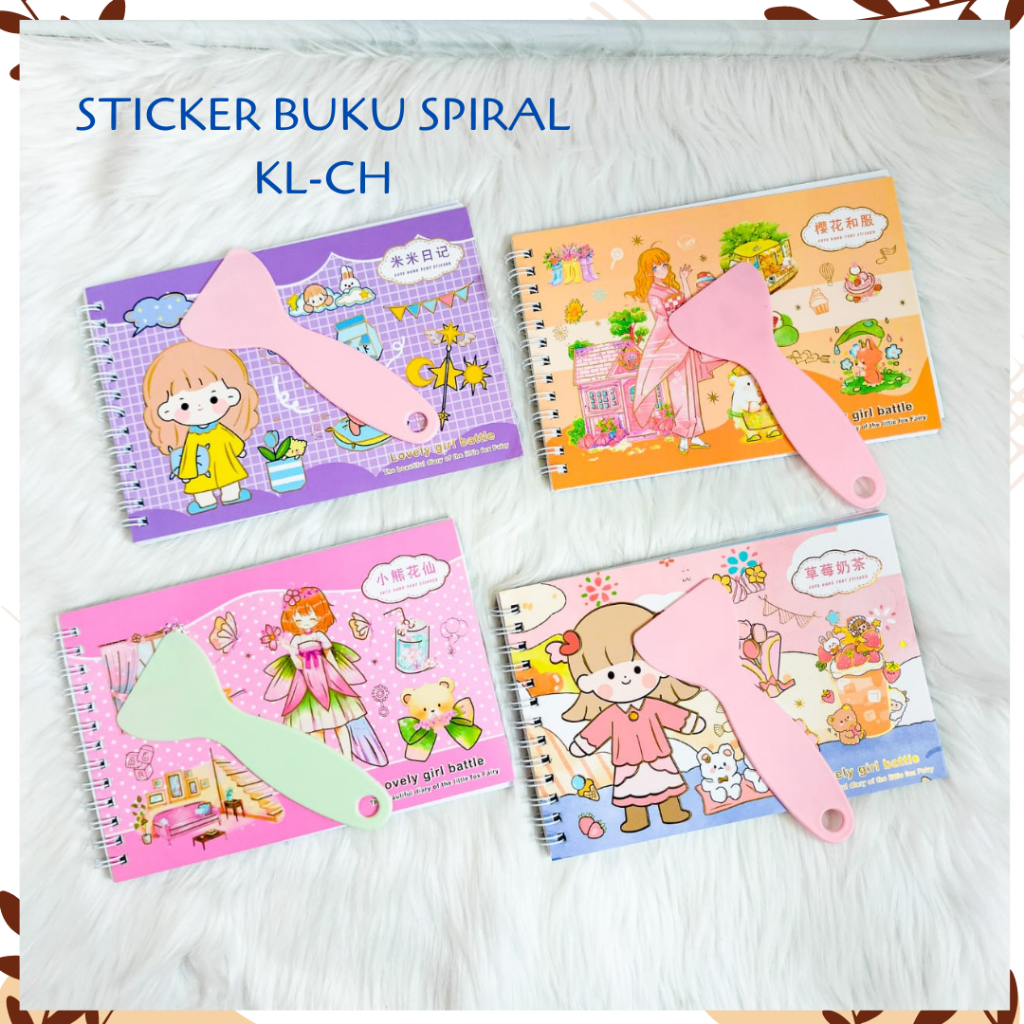 Jual Set Sticker Buku Spiral Lovely Girl Battle Isi 8 Lembar Stiker