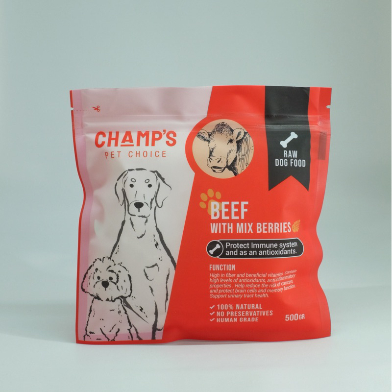 Jual Champ’s Pet Gourmet Beef & Mix Berries 500gr | Shopee Indonesia