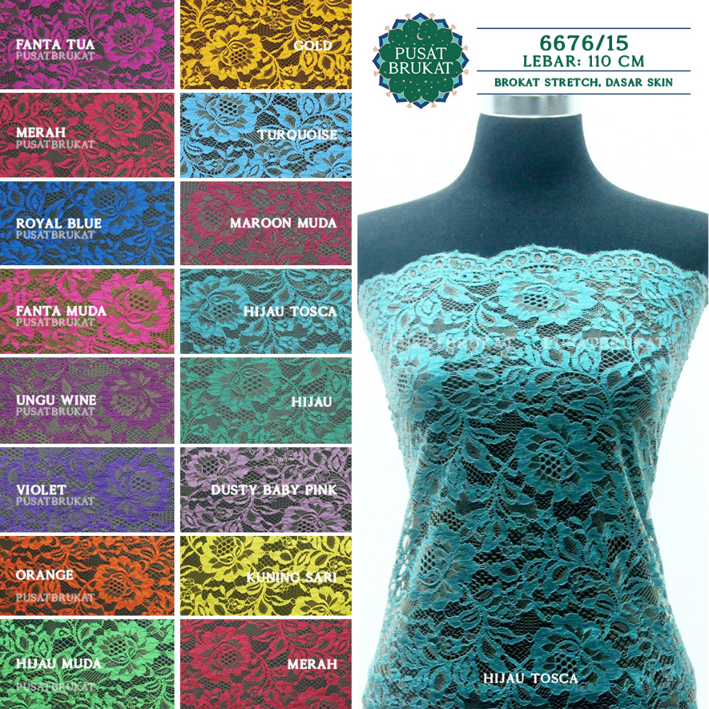 Jual KAIN BRUKAT HANNA 6676 - BAHAN BROKAT KEBAYA DASAR SKIN LEBAR ...