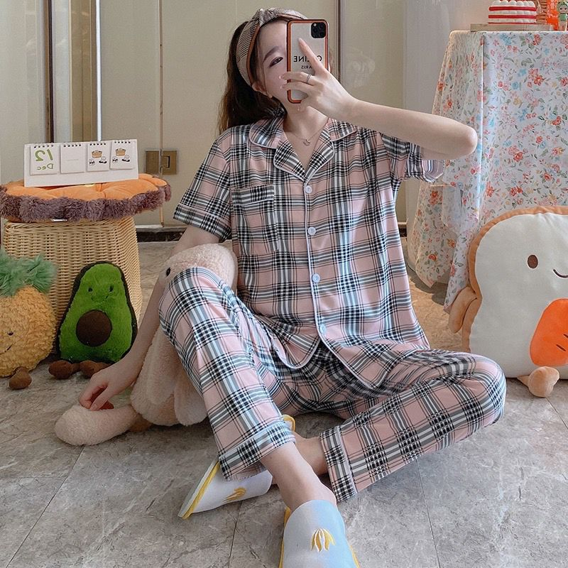 Jual Baju Tidur Wanita Piyama Set Kemeja Celana Panjang Baju Lengan ...