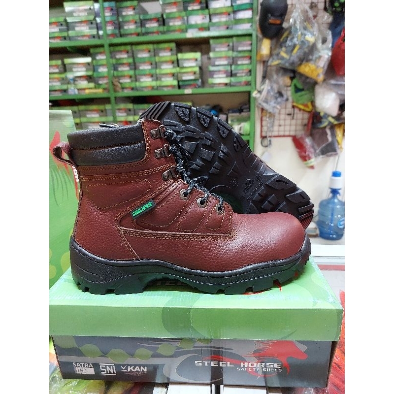 Jual sepatu safety steel horse 9369, sepatu proyek, sepatu safety sni
