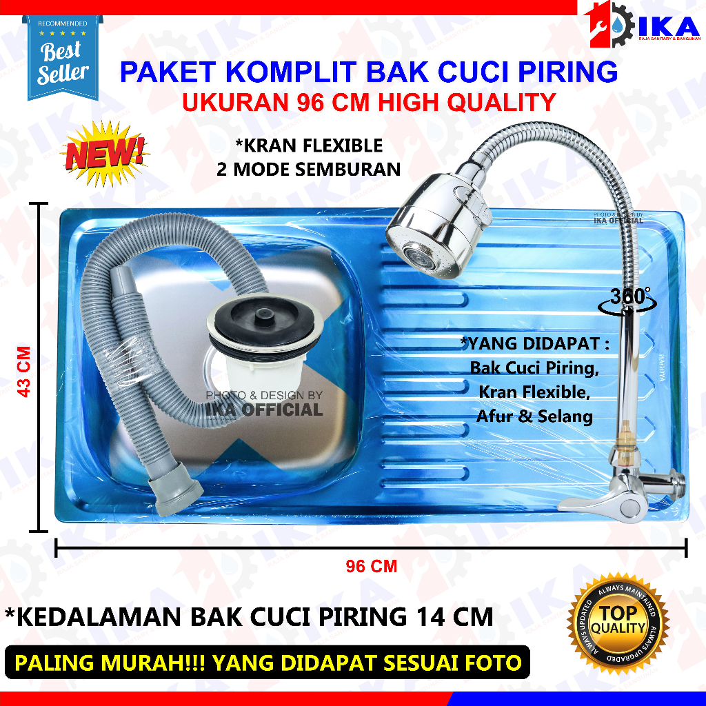 Jual Bak Cuci Piring Stainless 50cm,,75cm,,96cm (PAKET MURAH LENGKAP ...