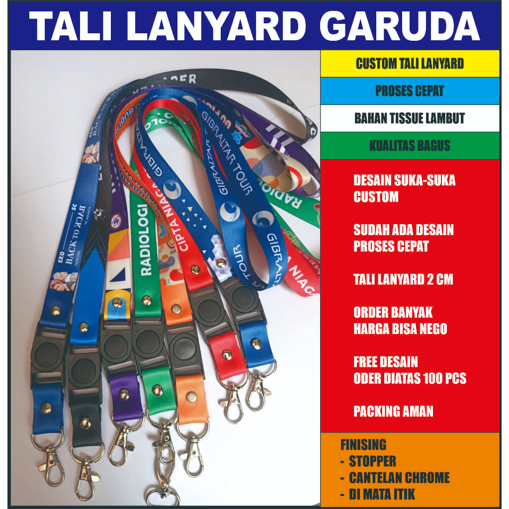 Jual Tali Lanyard Print Sublim 2cm Cetak 2 Muka Tali Id Card Printing