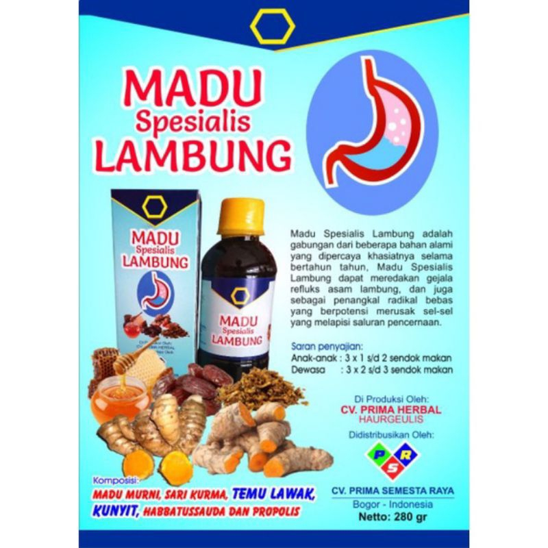 MADU SPESIALIS LAMBUNG 280 GRAM PRIMA/ mengibati asam lambung/maag kronis/memperbaiki pencernaan (exp 3/2028)