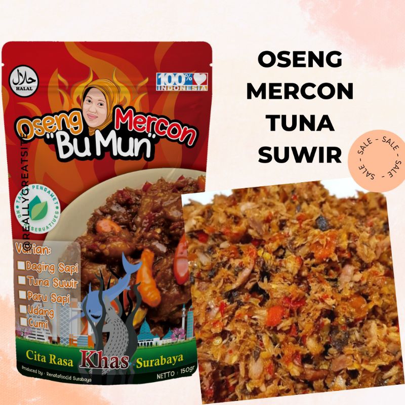 Jual OSENG MERCON BU MUN /cumi/paru/daging sapi/tuna suwir/udang ...