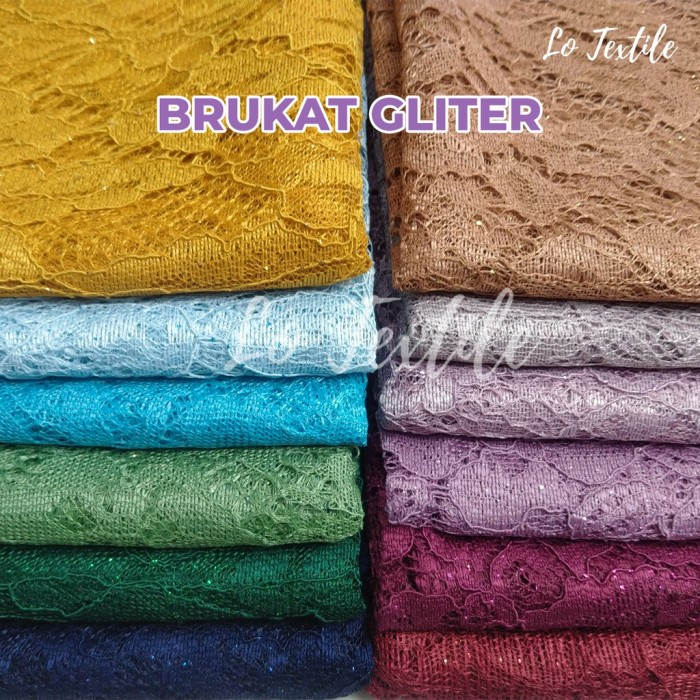 Jual Kain Brokat Kebaya Brukat Gliter Meteran Premium 1 Meter - Bahan