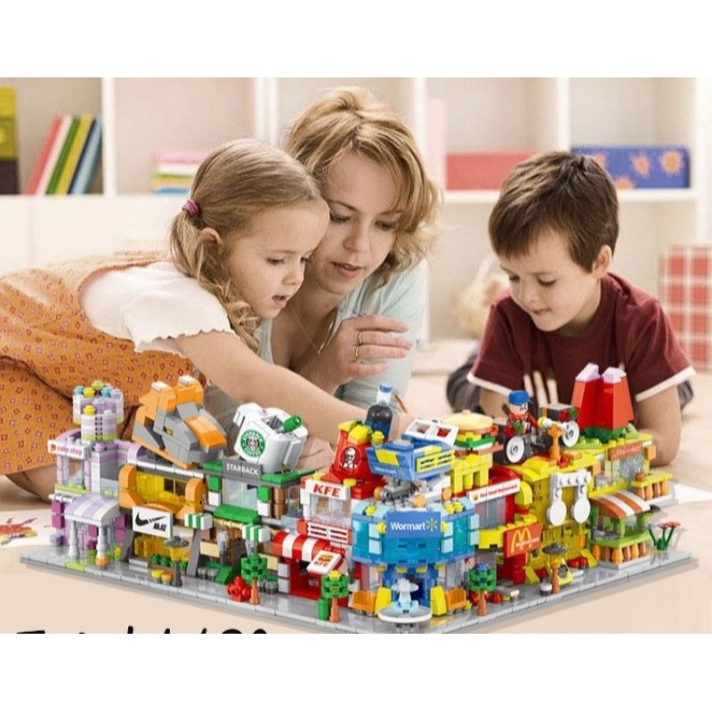 Jual Mainan Anak Balok Susun Toko Modern / Balok Street View 8 in 1 ...