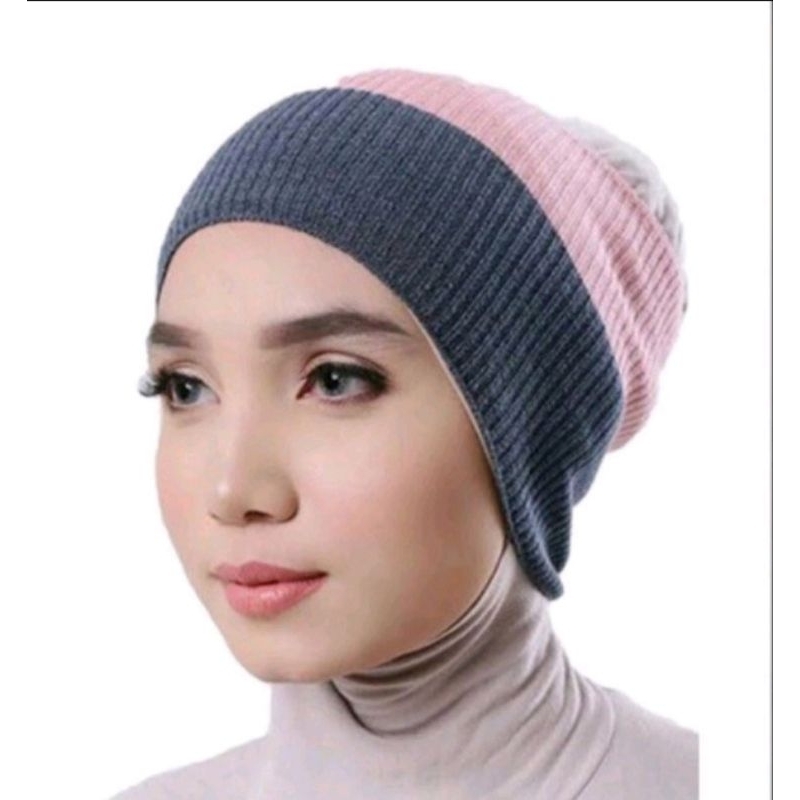 Jual BANDANA RAJUT TWOTONE / CIPUT RAJUT 2 WARNA Inner Hijab Anti ...