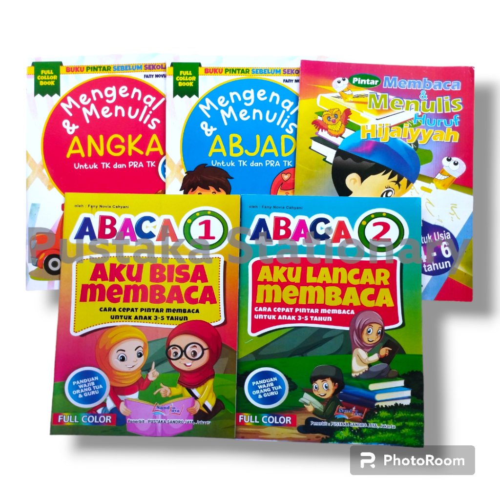 Jual Paket 5 Buku Paud Uk 19 X 258 Abaca Jilid 1 Dan 2 Angka Huruf Dan Hijaiyah 4863