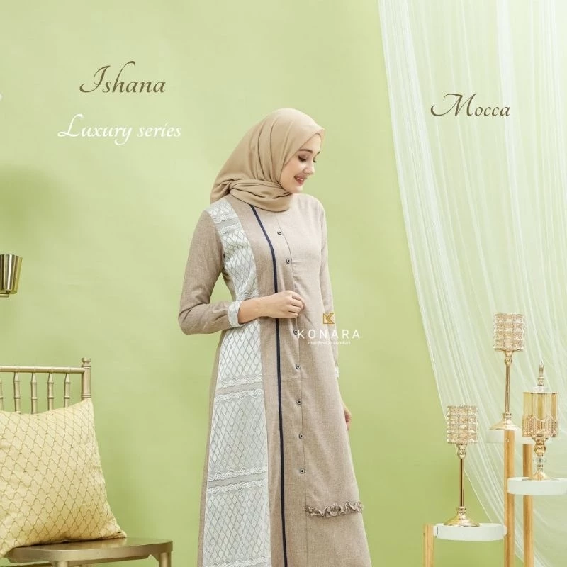 Gamis Ishana Luxury Series tampilan depan