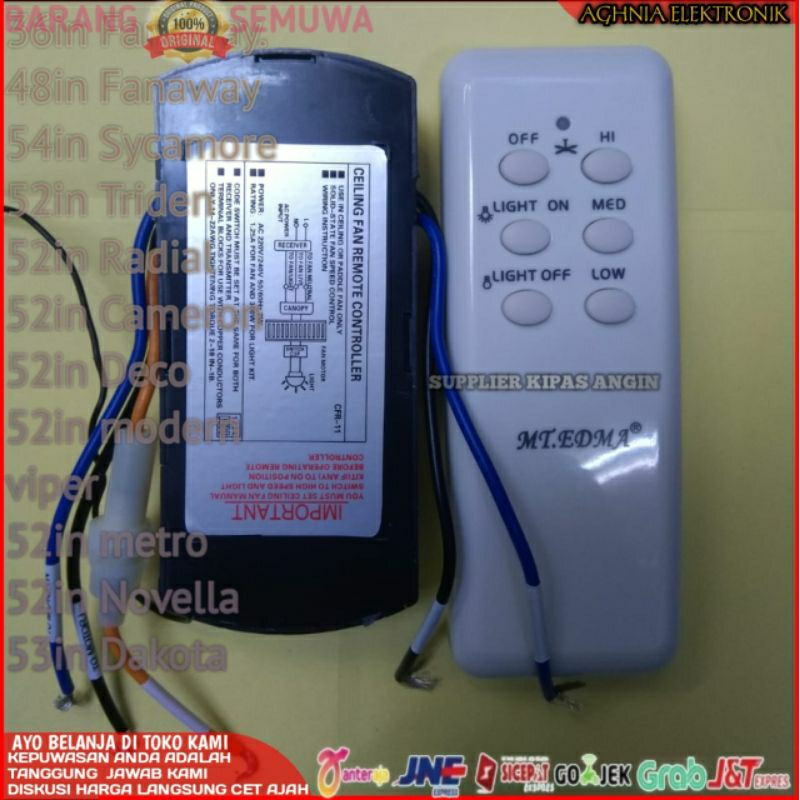 Jual resicver remot remote control kipas angin mt.edma/mt edma 36in ...