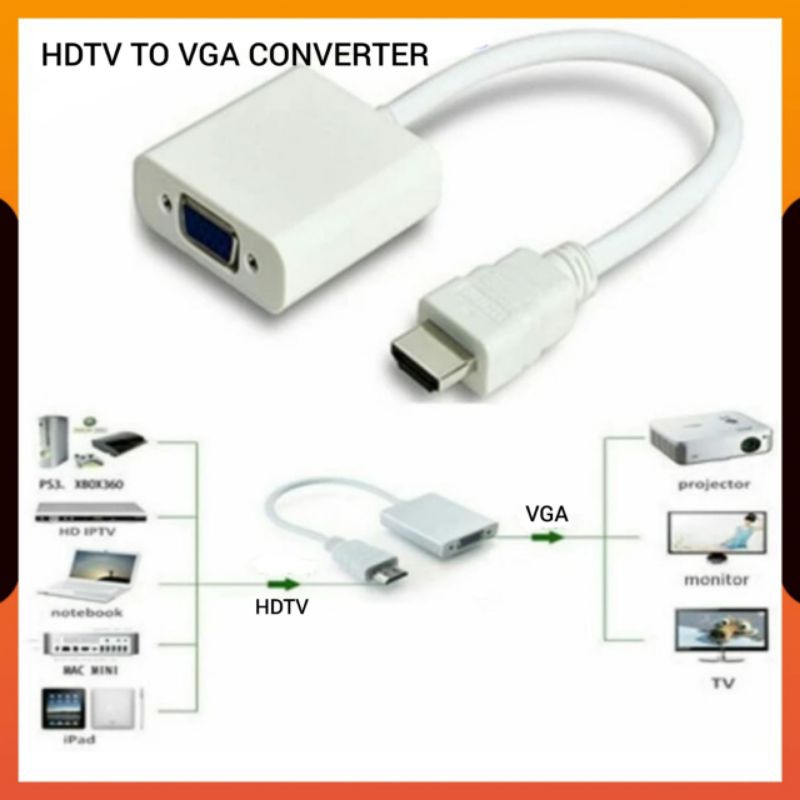 Jual (COD) KABEL ADAPTER KONEKTOR HDMII TO VGA CONVERTER / DARI LAPTOP ...