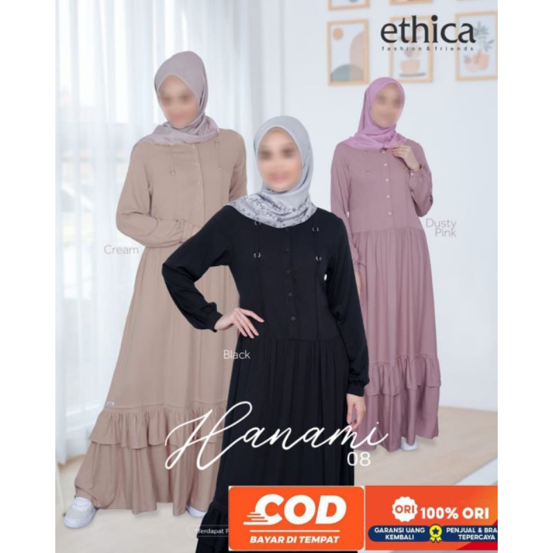 Jual ETHICA HANAMI 08 CREAM, BLACK, DUSTY PINK / GAMIS ETHICA TERBARU