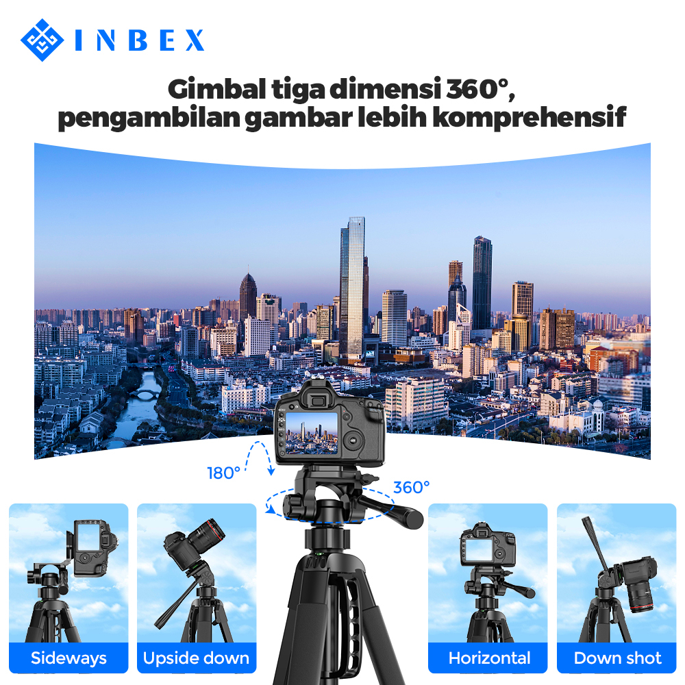 Gambar produk INBEX IB-2R Tripod Kamera DSLR Photography Tripot 170CM dengan Tas Portable+Phone holder+Bluetooth Remote 5