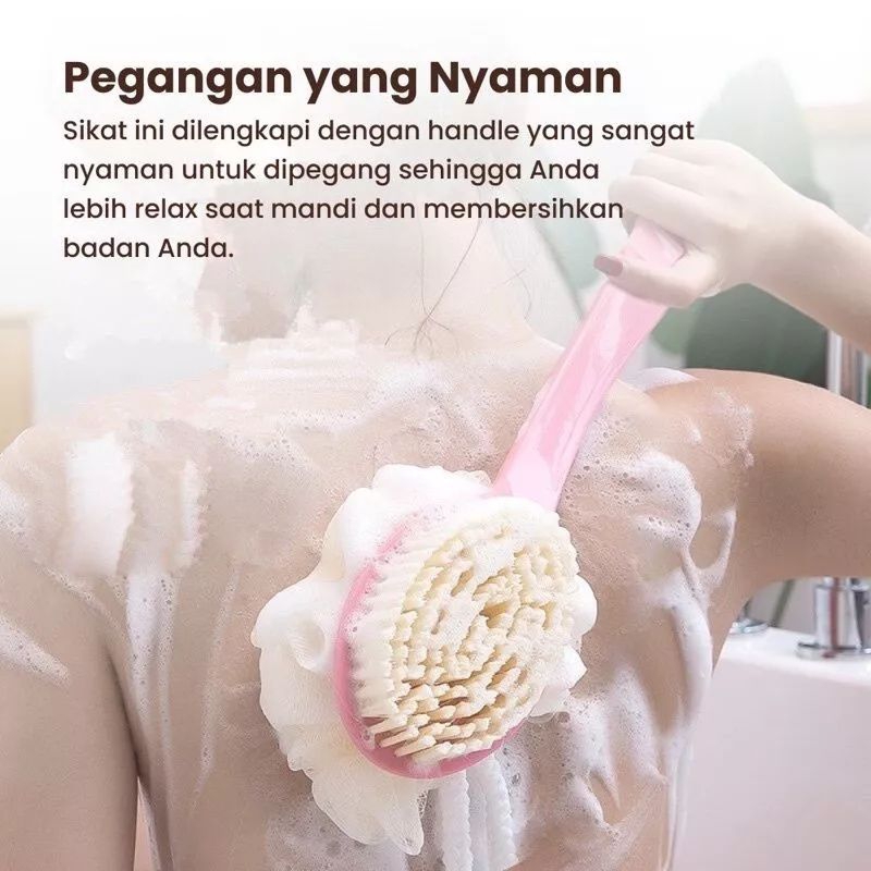 Jual Sikat Punggung Shower Puff Mandi 2in1 / Sikat Gagang Panjang ...