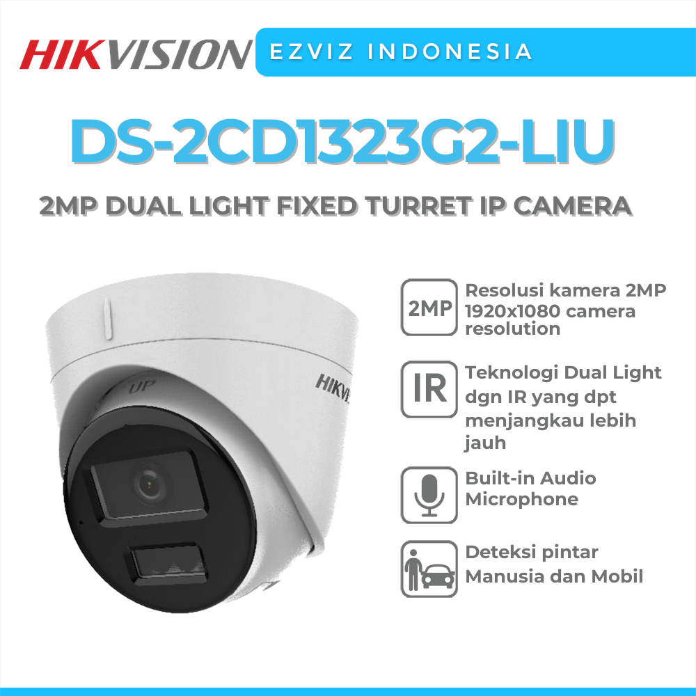 Jual HIKVISION DS-2CD1323G2-LIU 2MP SMART DUAL LIGHT FIXED TURRET ...