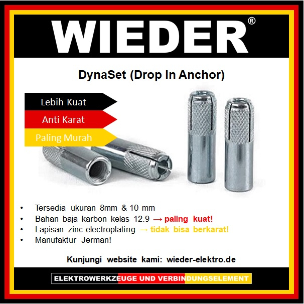 Jual Dynaset M8 / Dinaset 8 MM / Drop in Anchor 8 mm Wieder | Shopee ...