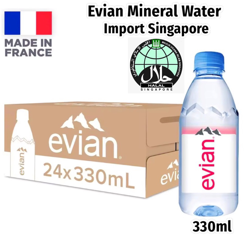 Jual Evian mineral water import singapore ( HALAL) Shopee Indonesia