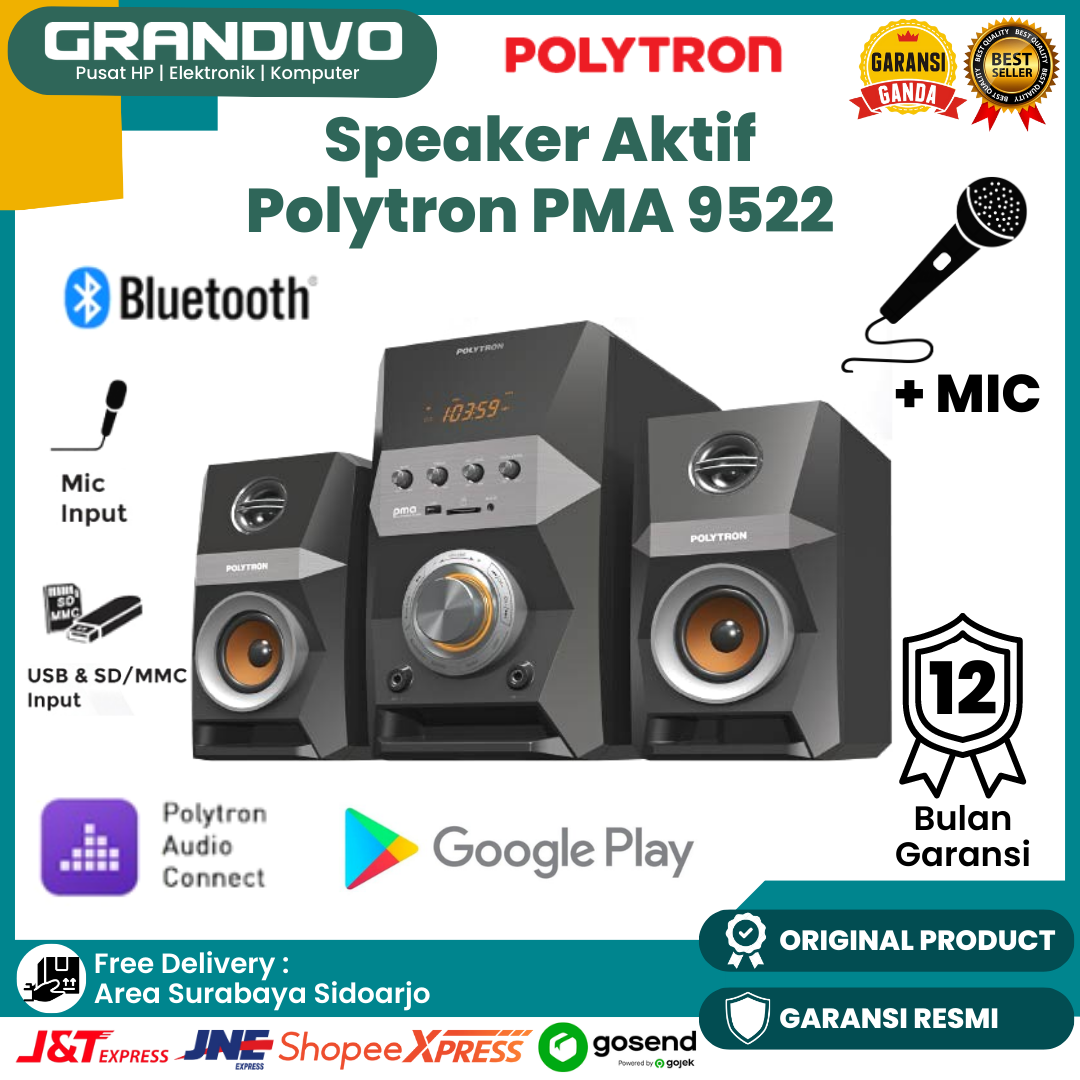 Jual Speaker Aktif Polytron Bluetooth PMA 9522 Superbass Garansi Resmi ...