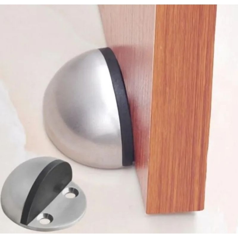 Jual Door Stopper Stainless 2in1 Warna Aluminium Silver Lantai Bentuk