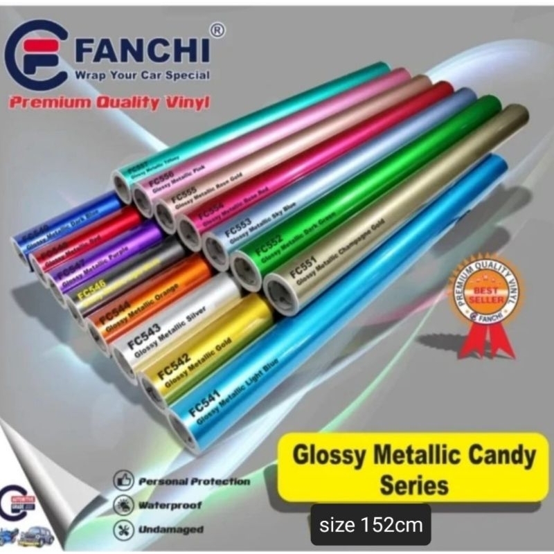Jual 152cm Sticker Fanchi Glossy Metallic Candy Series Premium Wrap