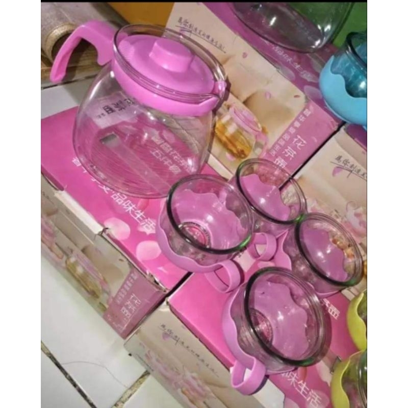 Jual Teapot Warna Set Teko Set Bahan Kaca Shopee Indonesia 4076