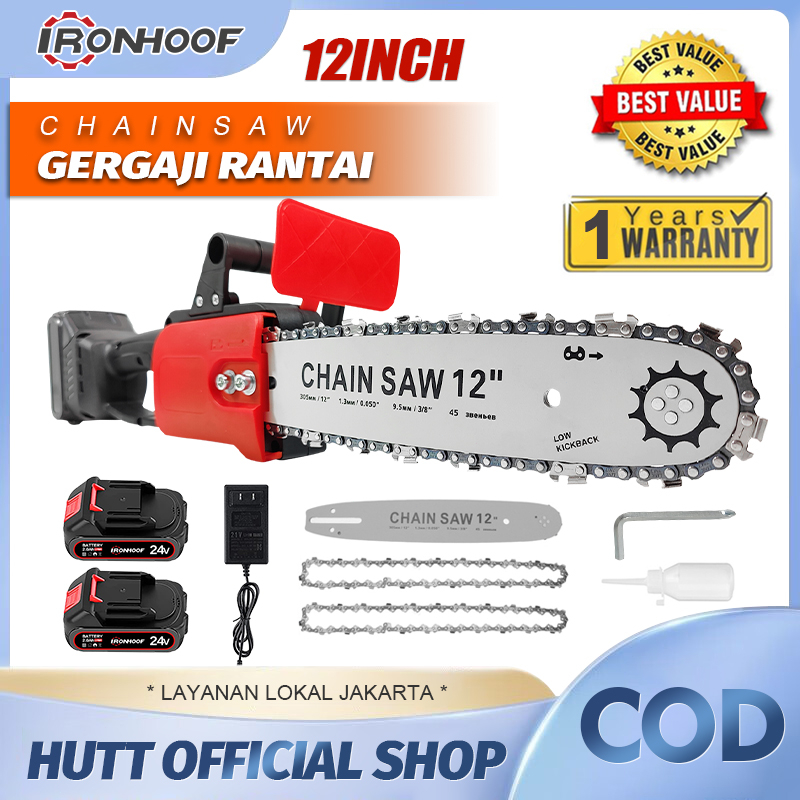 Jual IRONHOOF Chainsaw 12 Inch Gergaji Rantai Elektrik Mini Portable ...