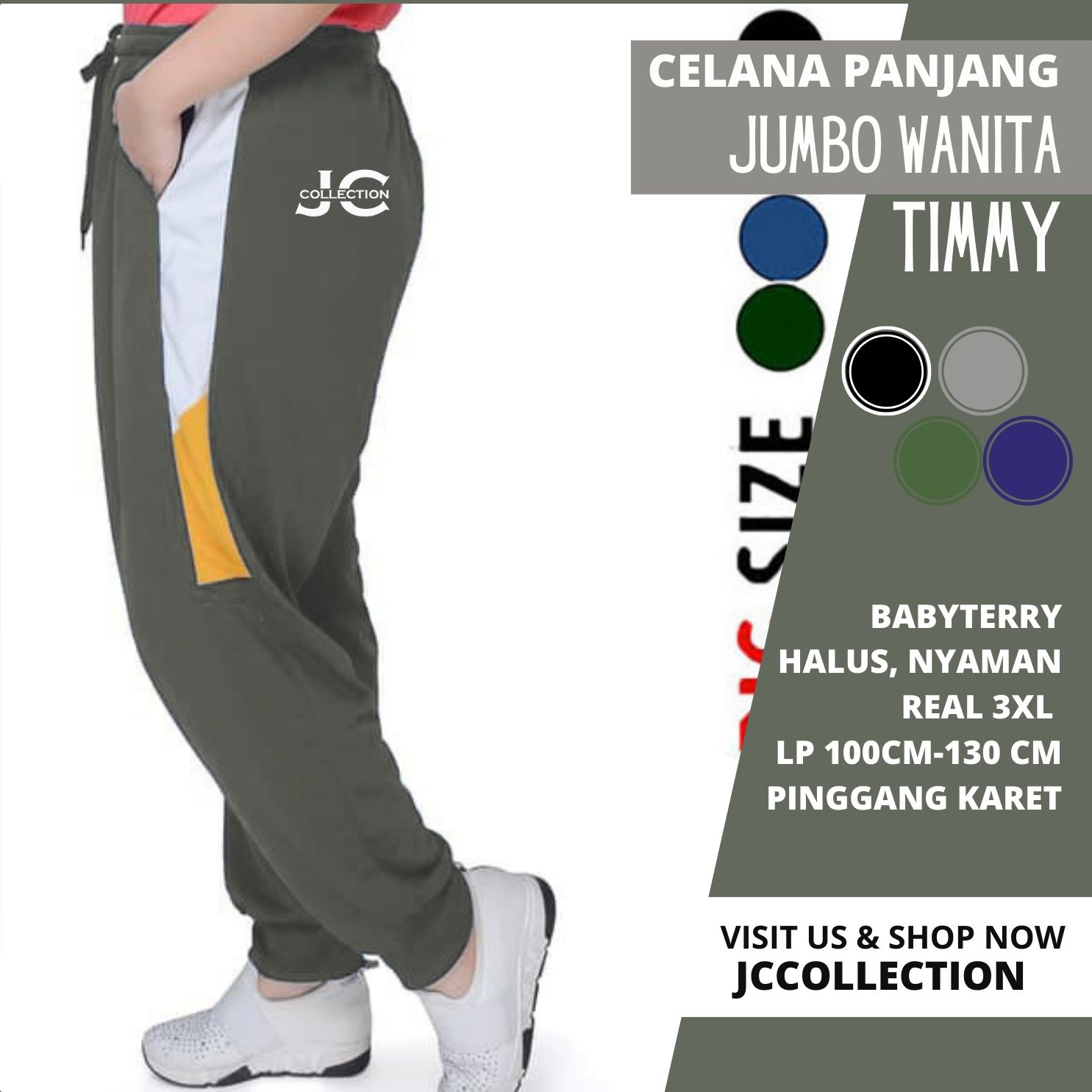 Jual Celana Wanita Jumbo 3XL Big Size Jogger Pants Timmy Celana