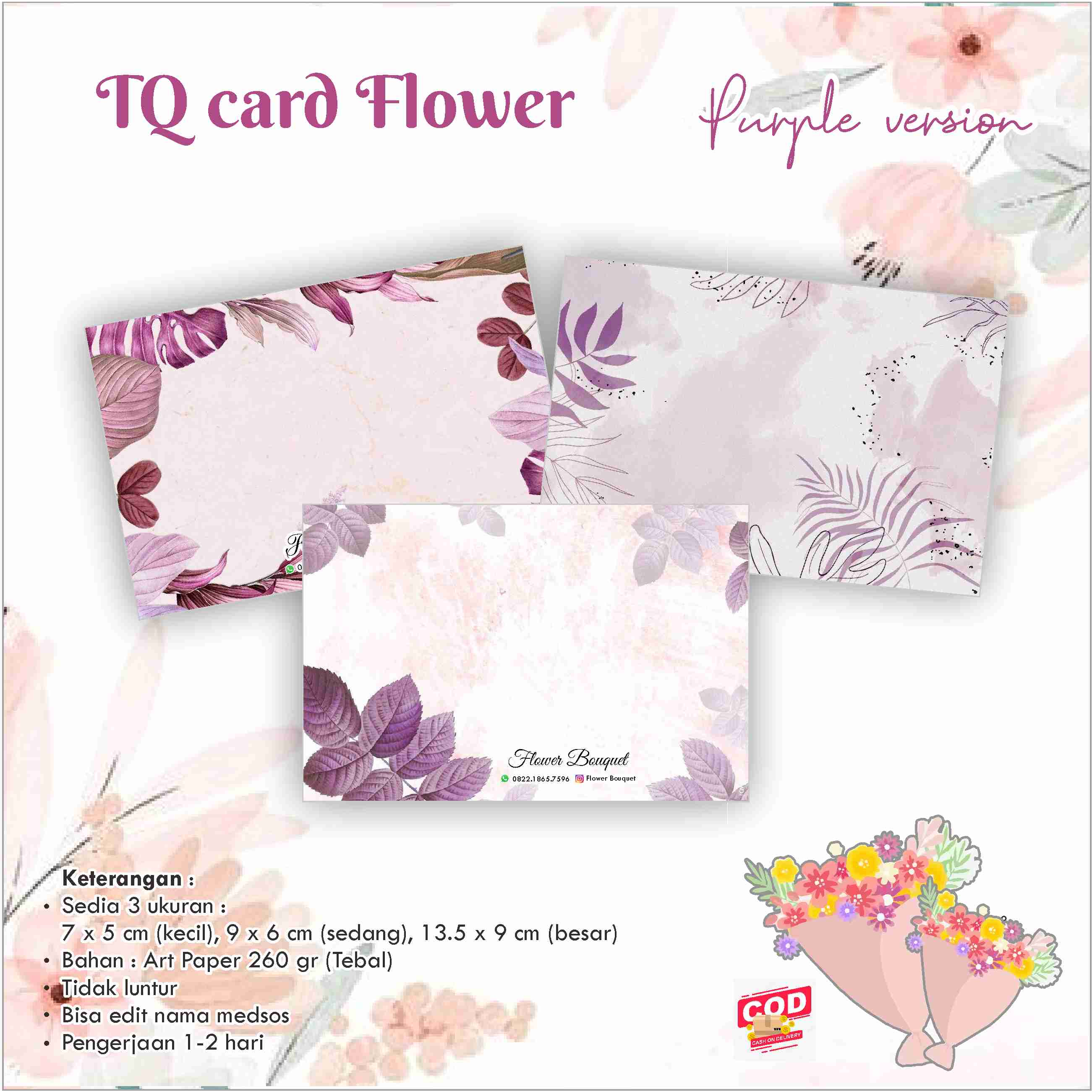 Jual TQ Card Flower / Bunga / Thank You Card / Kartu Ucapan terima ...