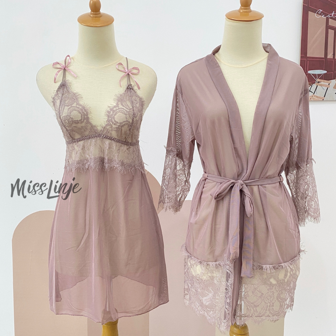 Jual Setelan Baju Dinas Istri Lingerie Outer Kimono Dress Sexy Renda Premium Shopee Indonesia 4108