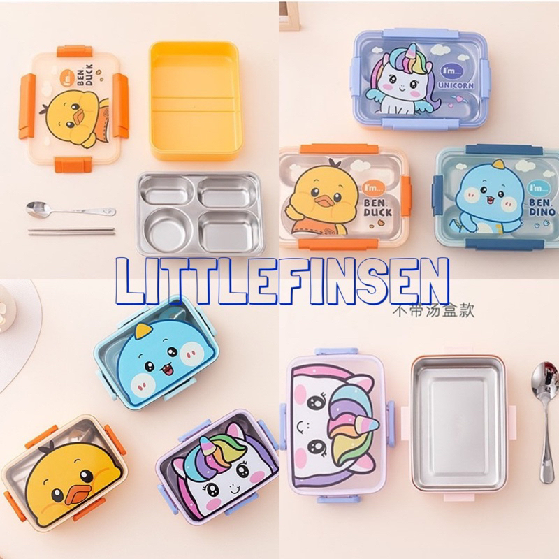 Jual Lunch box stainless/kotak makan stainless anak dino unicorn duck