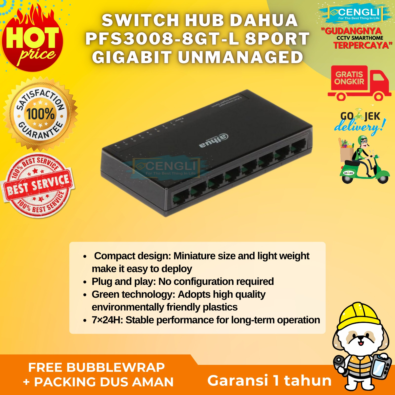 Jual Switch Hub Dahua PFS30088GTL 8 PORT Gigabit Unmanaged Switch Shopee Indonesia