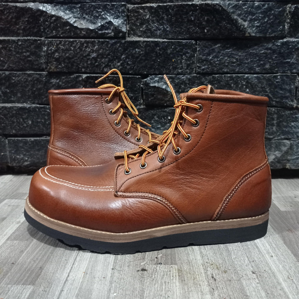 Jual Xrider Sepatu Boots safety Moc Toe 875 ujung besi Real Leather ...