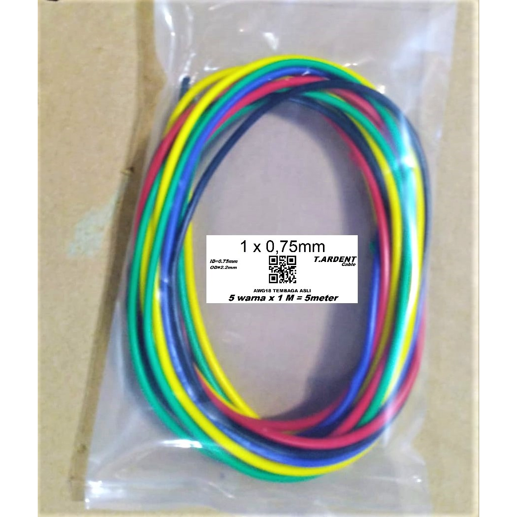 Jual Kabel Body 18 AWG 0.75 mm Kelistrikan Mobil Motor 5meter 5 warna ...