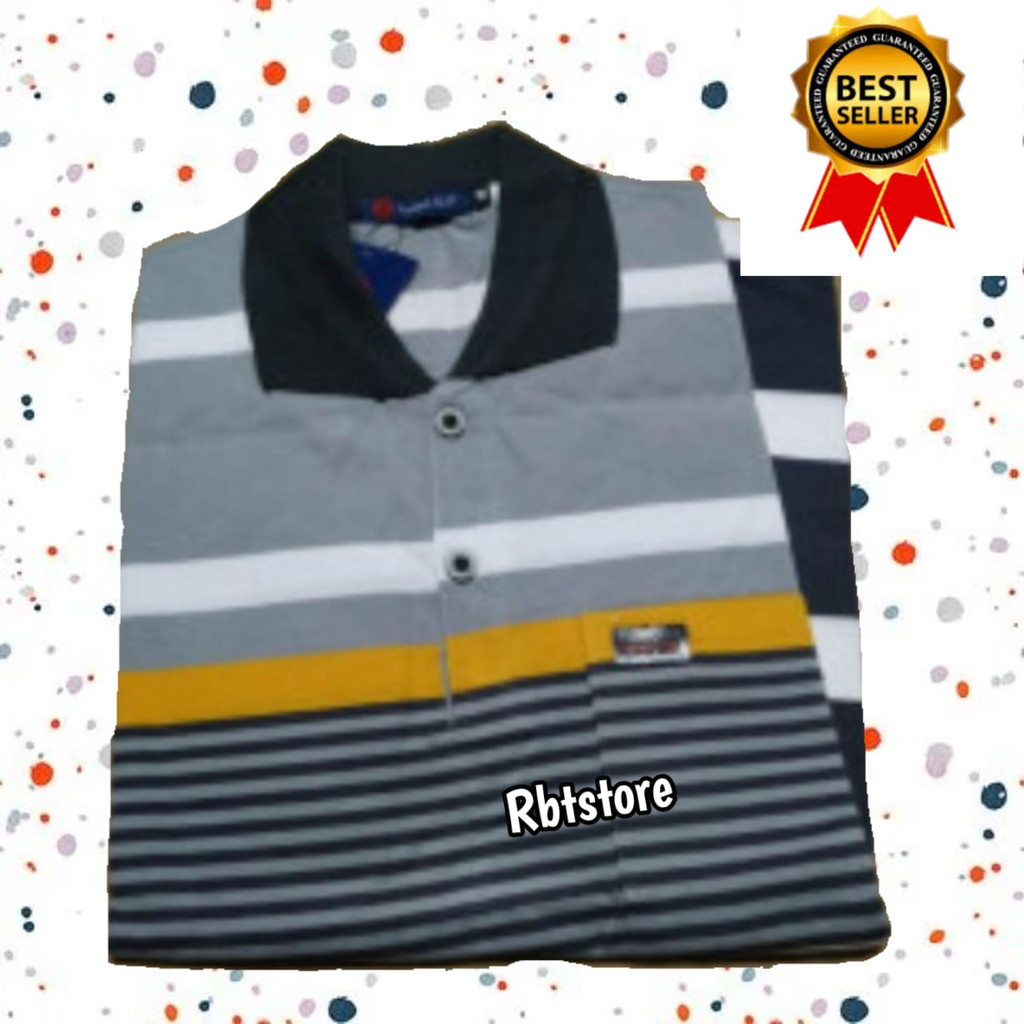 Jual Kaos kerah pria dewasa motif salur ada saku lengan pendek II ...