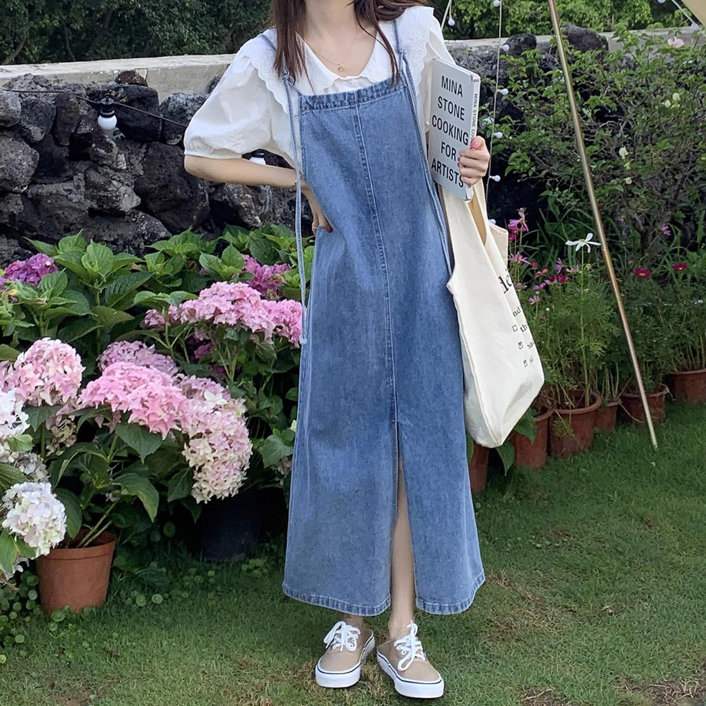 Jual Overall Rok Jeans Panjang Modern Wanita Rok Denim Big Size rok ...