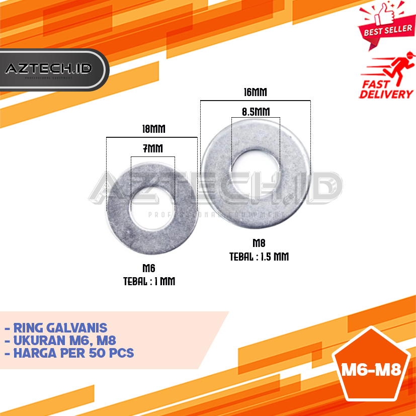 Jual Ring Plat Baut Tebal Galvanis Putih M M Isi Pc Shopee Indonesia