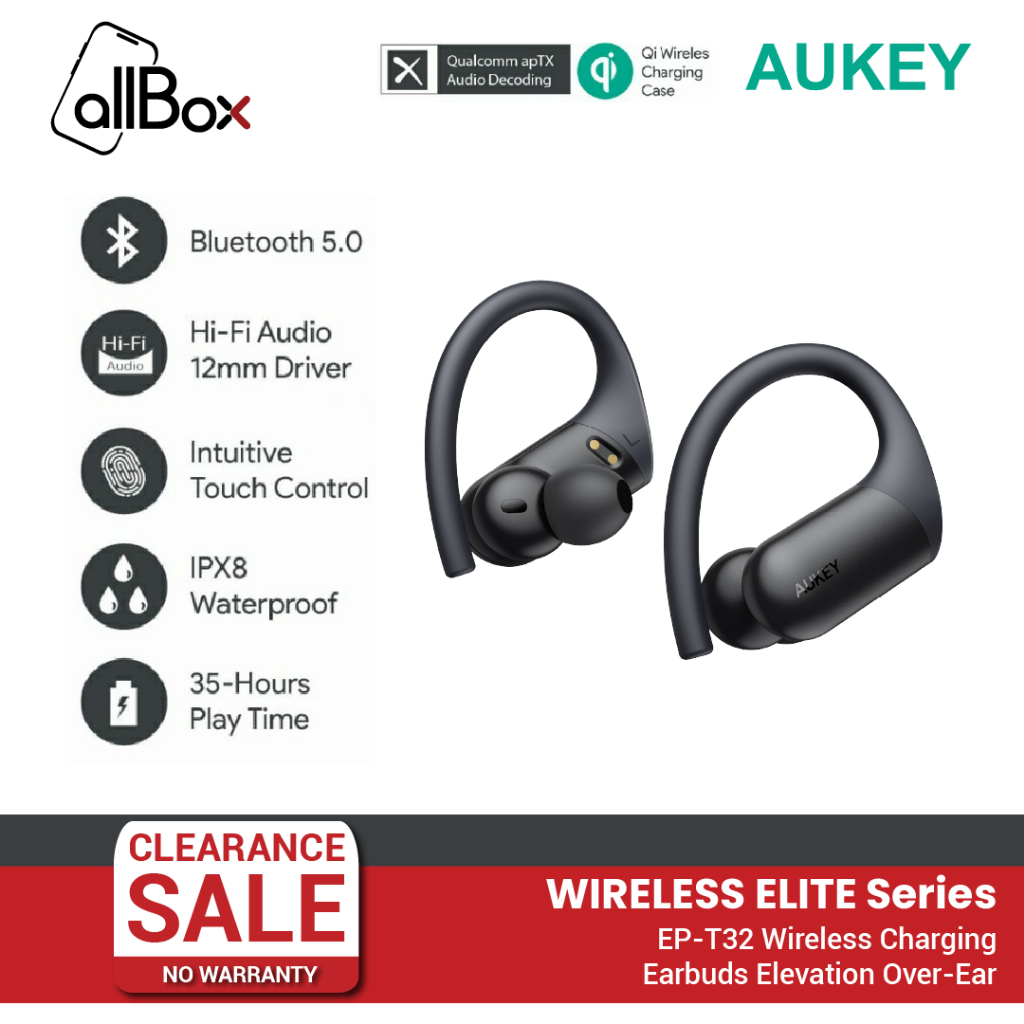 Jual Headset / TWS Aukey EPT32 Wireless Charging Earbuds Elevation OverEar Shopee Indonesia