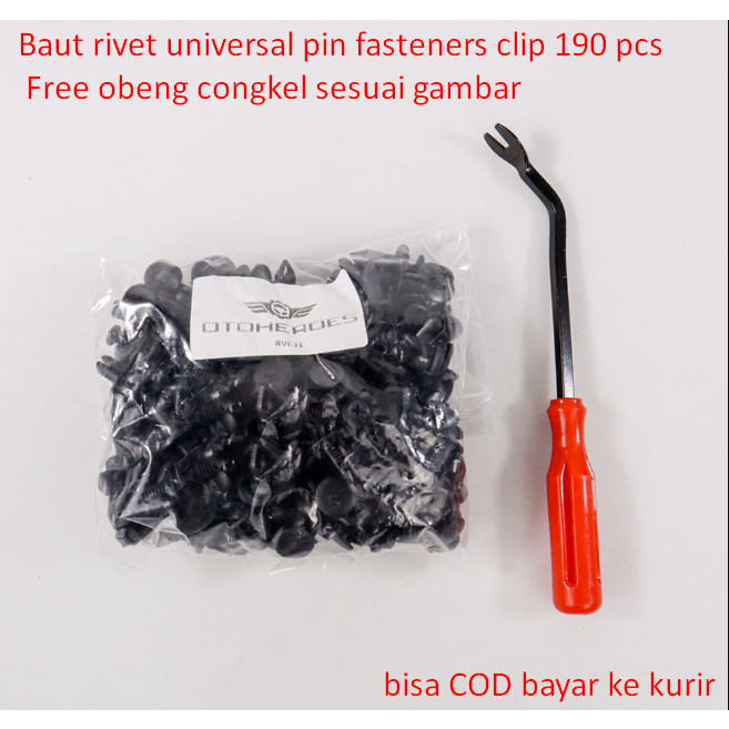 Jual Baut rivet universal pin fasteners clip 190 pcs Free obeng congkel ...