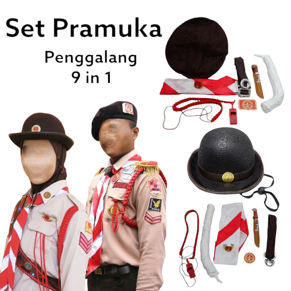 Jual Satu 1 Set Perlengkapan Pramuka Lengkap 9 in 1 SD SMP Penggalang