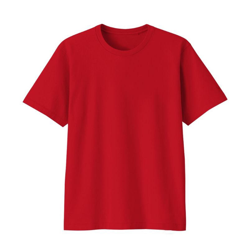 Jual KAOS POLOS LENGAN PENDEK MERAH CABE LEHER O-NECK ROUND NECK COTTON