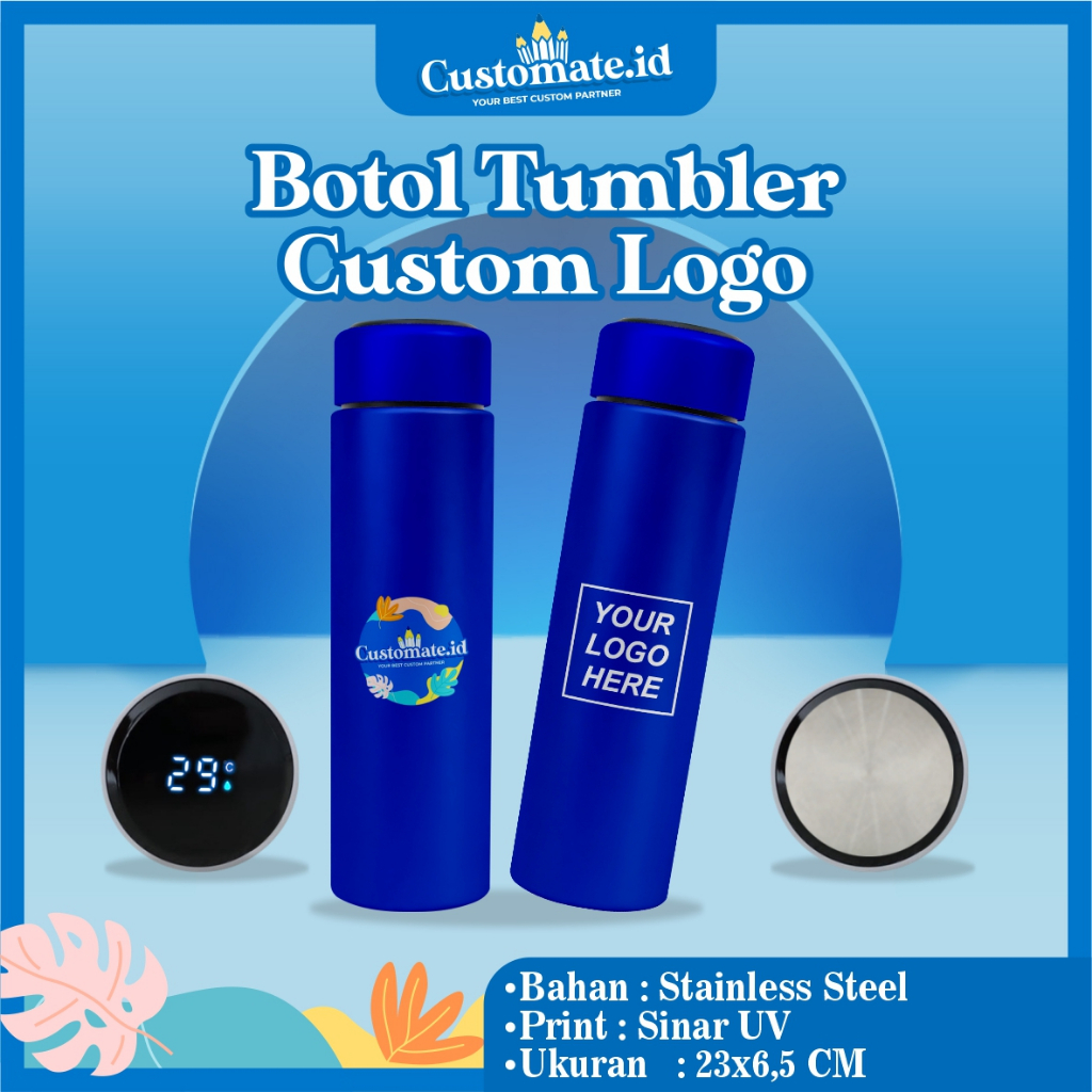 Jual Customate Botol Tumbler Termos Led Custom Text Tulisan Logo Ml