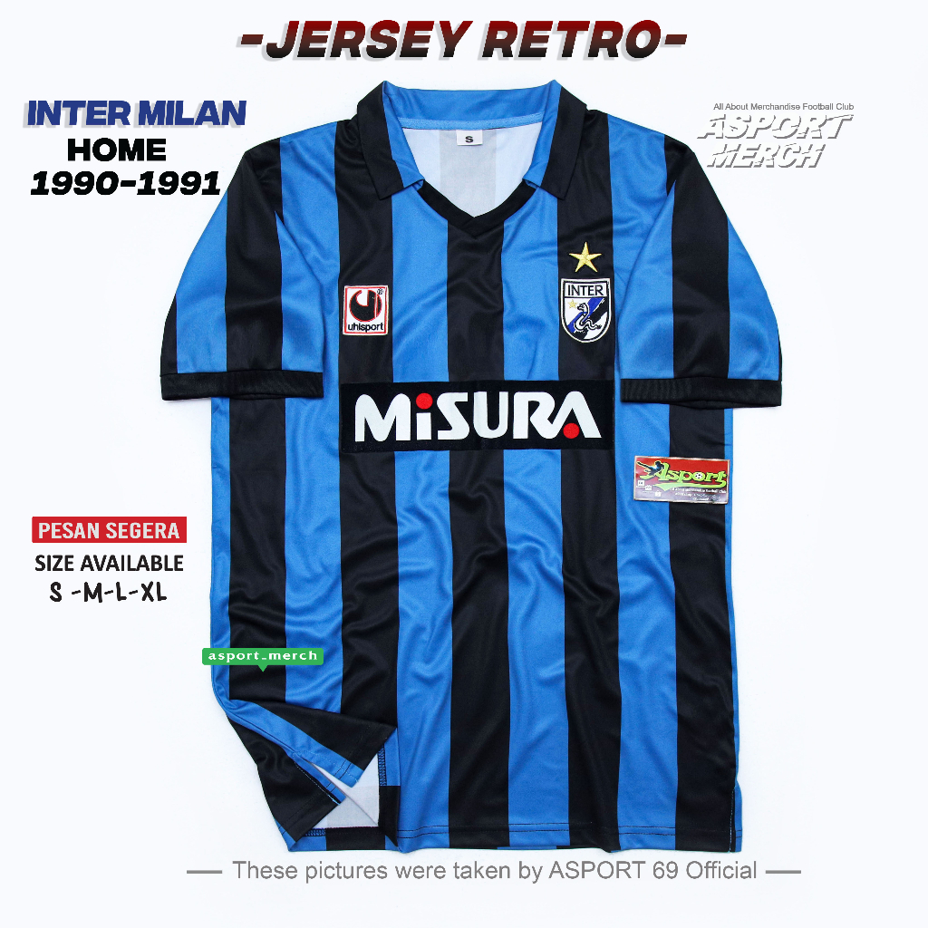 Jual JERSEY BOLA INTER MILAN RETRO HOME 1990 1991 JERSEY RETRO ...