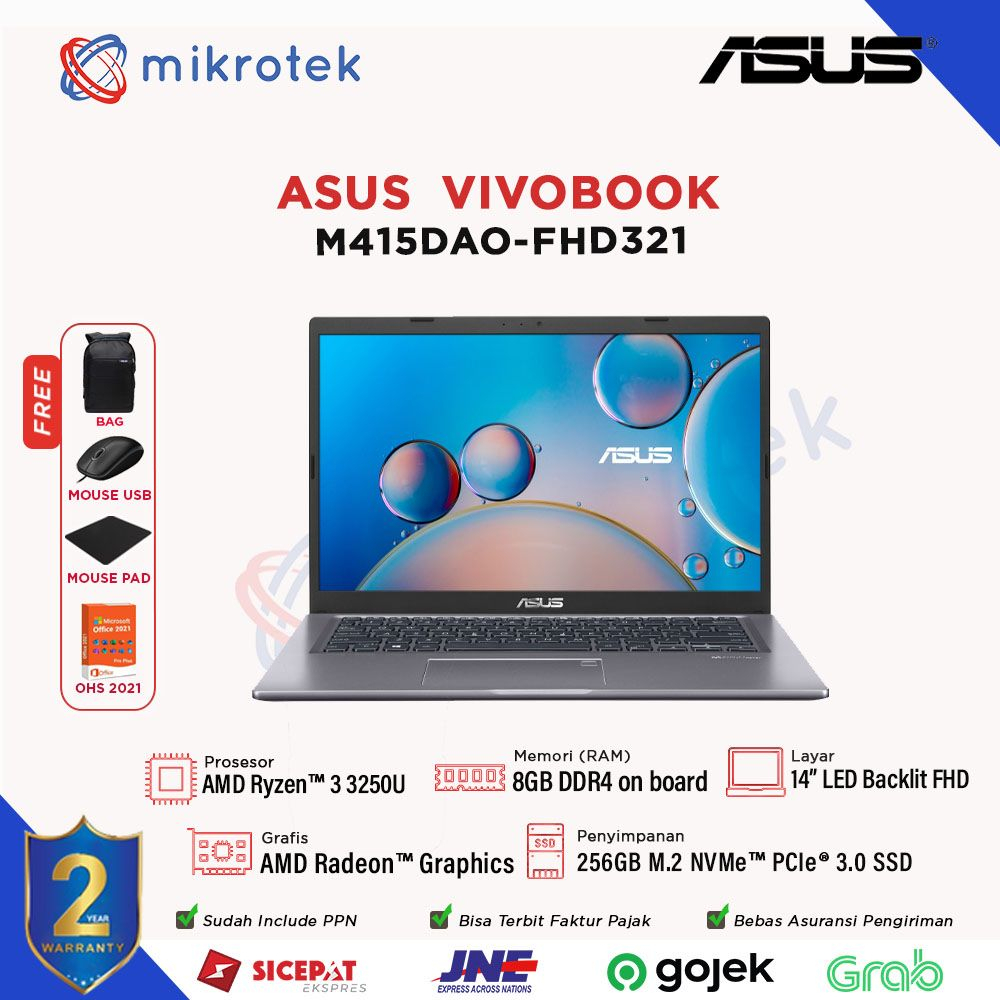Jual ASUS M415DAO-FHD321 Ryzen 3 3250U 8GB 256 SSD W11 Ohs M415DAO ...