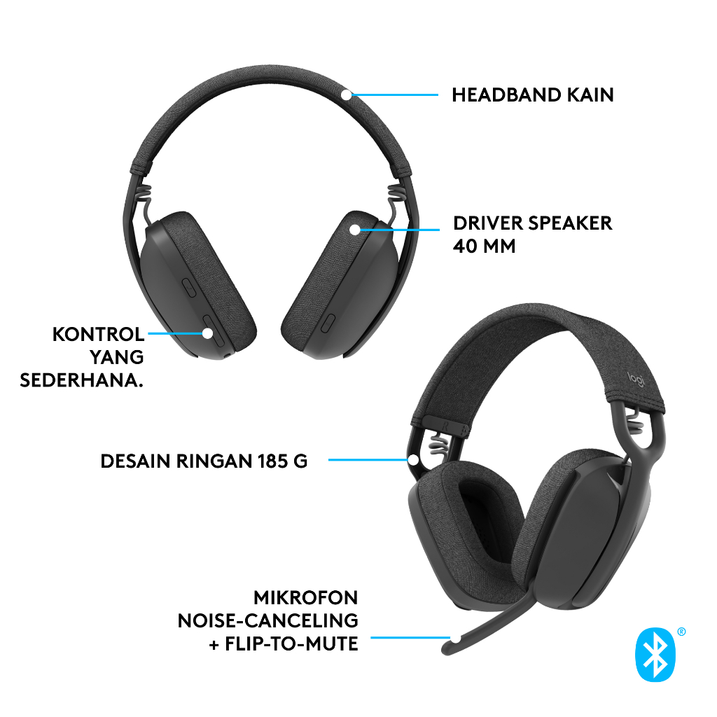 [BUNDLING] Logitech Brio 500 webcam Full HD 1080P x Logitech Zone Vibe 100 Wireless Headphone (5)