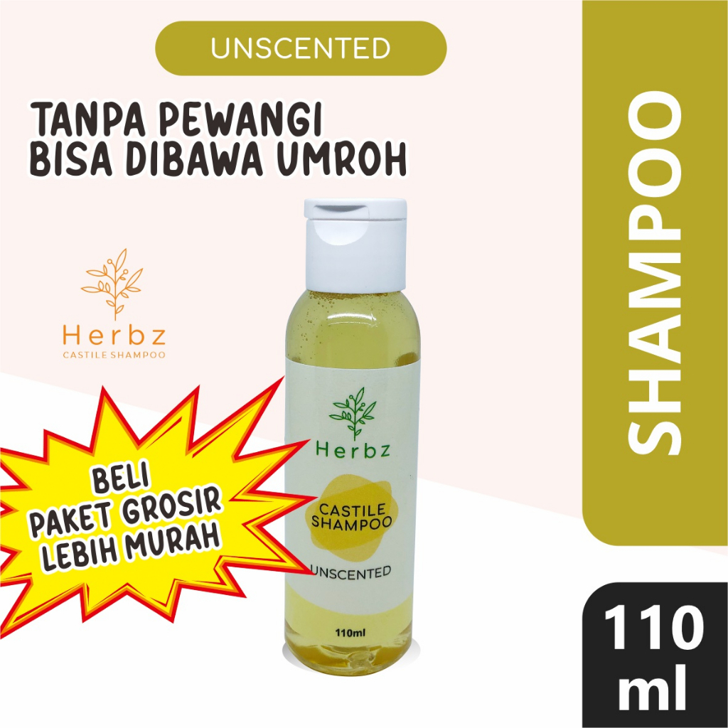 Shampoo Zaitun Castile HERBZ UNSCENTED 110ml Shampoo Umroh Tanpa Pewangi