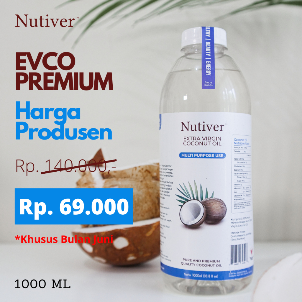 Jual NUTIVER PREMIUM VCO Virgin Coconut OIL 1 Liter - EVCO EXTRA VIRGIN ...