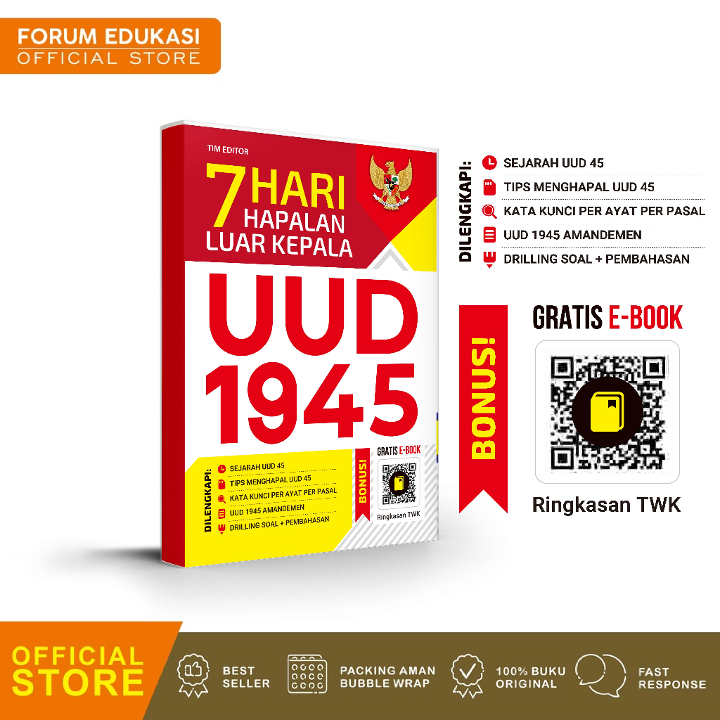 Jual Buku UUD 1945 Untuk kedinasan dan CPNS 7 Hari Hapalan Luar Kepala